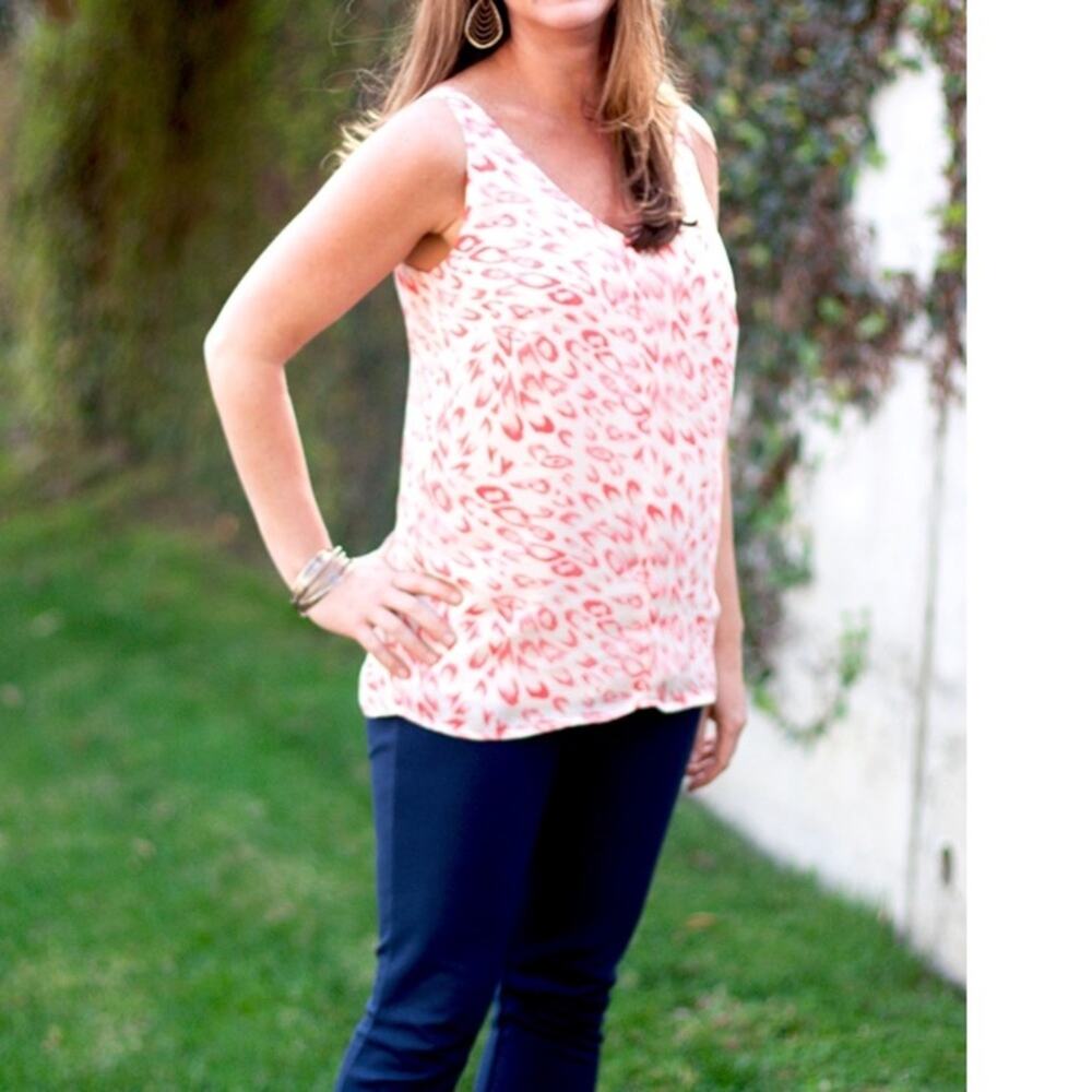 CAbi Pink Leopard Print Sleeveless Top